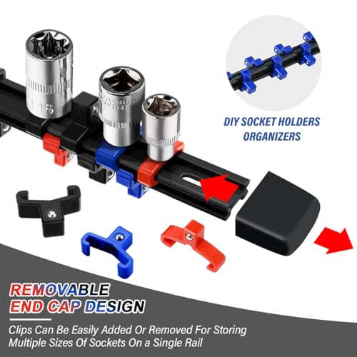 6 Pcs Socket Organizer Rail Set, Premium Socket Holder, Heavy-Duty Socket Rack Kit With 86 Clips 1/4-Inch x 32 Clips, 3/8-Inch x 30 Clips, 1/2-Inch x 24 Clips – Ideal for Tool Storage - size: 6 Pcs
