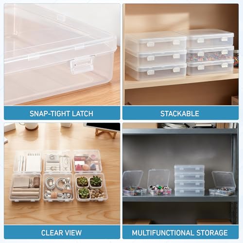 SATINIOR 24 Packs Small Clear Plastic Beads Storage Containers Box with Hinged Lid for Storage of Small Items, Crafts, Jewelry, Hardware (5.9 x 5.9 x 1.5 Inches) - size: 5.9 x 5.9 x 1.5 Inches