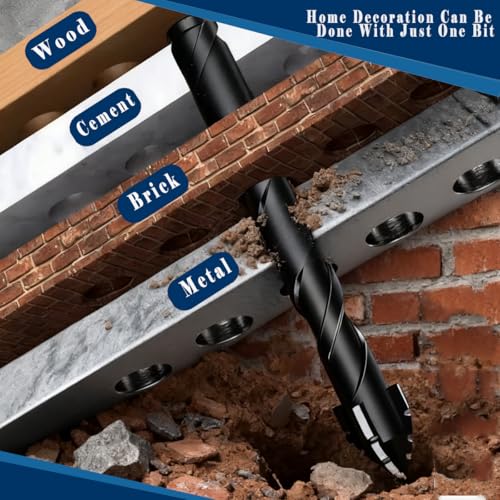10pc Black 1/4” Serrated Eccentric Masonry Drill Bit, 6mm Serrated Concrete Drill Bit Set for Ceramic Tile Brick Glass Plastic Marble and Wood