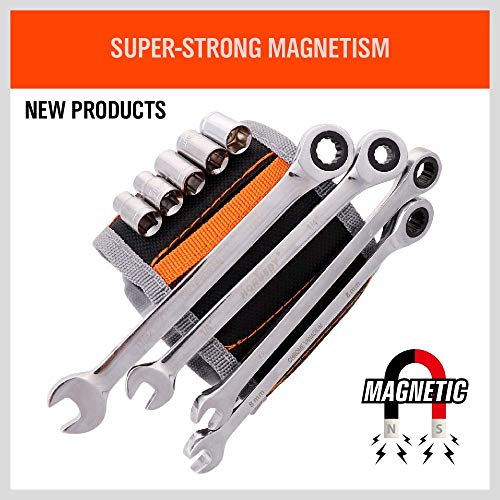 HORUSDY Magnetic Wristband, Stocking Stuffers, Gifts for Men, Premium Tool Belt for Holding Screws Nails Drill Bits with Powerful Magnets, Cool Gadgets, DIY, Valentine’s Day, for Dad - size: Magnetic Wristband & Magnet Stick