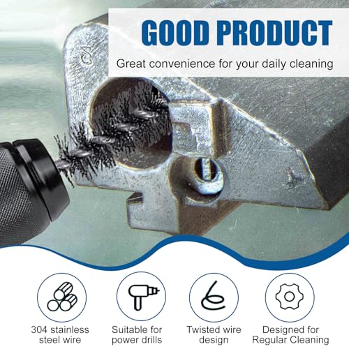 10 Pcs Wire Brush for Drill，Ultra-Durable Metal Wire Brush Set w/ 1/4" Hex Shank, Multiple Sizes Compatible with Power Drill, Impact Driver & Tube Cleaning