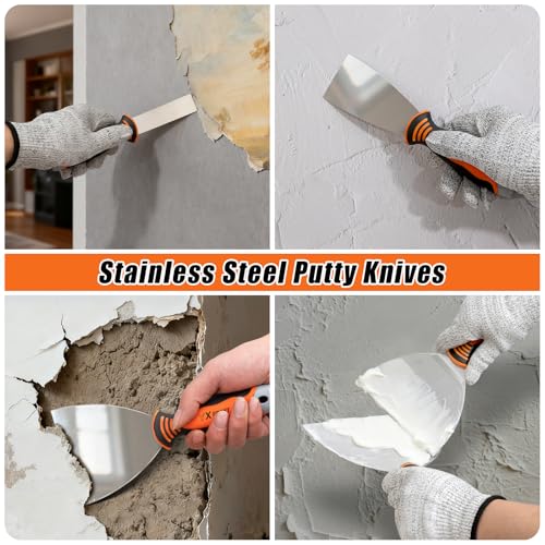 Drywall Knife Set, 12Pcs Drywall Tools Kit with Mud Pan
