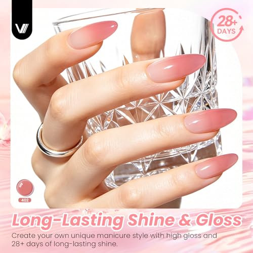 VANREESA 24Pcs Jelly Gel Nail Polish Set -Soft Nude Milky White Pink Red Brown Jelly Translucent Gel Polish Colors with Base Coat 4 Top Coats Neutral Colors All Seasons Nail Polish Set Gifts for Women - color: Sheer & Natural Jelly Gel