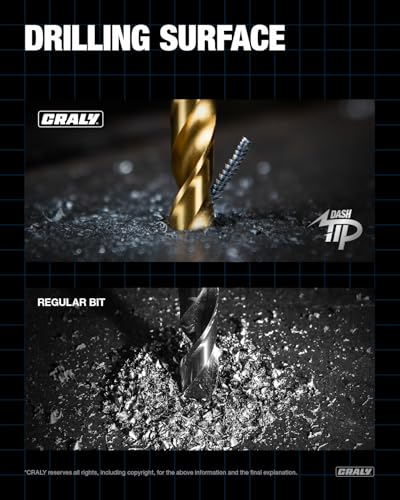CRALY 15-Piece Cobalt Drill Bit Set, M35 HSS Titanium Coated Jobber Length Twist Drill Bits, Dash Tip & 135 Degree Split Point, 3-Flat Shank, for Hard Metal, Stainless Steel, Cast Iron, Plastic - style: 15-Piece Pack