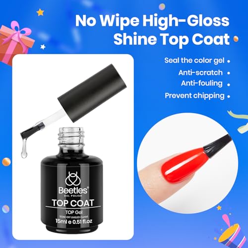 Beetles 3Pcs 15ml White Gel Nail Polish and No Wipe Gel Top Coat and Base Coat Set, Soak Off UV Lamp and Glossy Long Lasting French Manicure Art Design Kit (Pack of 2) - color: G-Clear-3