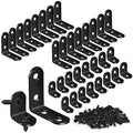 32PCS L Corner Brackets, MAPVOLUT Black Heavy Duty L Brackets for Shelves with 100PCS Screws, Metal Right Angle Shelf Bracket, Metal Corner Brace for Wood Furniture (1.57x1.57in/0.79x0.79in) - size: 2 SIZE Black