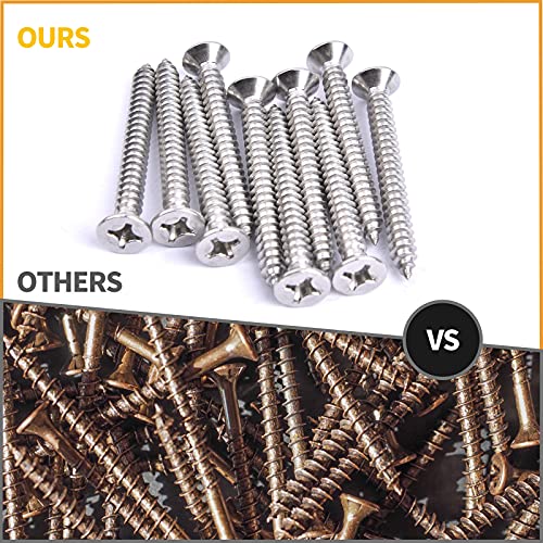 VIGRUE Stainless Steel Wood Screws Assortment Kit, #4#6#8#10#12 Phillips Pan Head Sheet Metal Screws Self Tapping Screws Set, 450Pcs - style: 450Pcs Pan Head #4#6#8#10#12