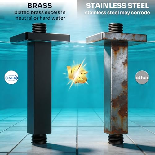 Enga Brass 6-Inch Straight Shower Arm with Flange, Matte Black - color: Matte Black, style: 6 Inch