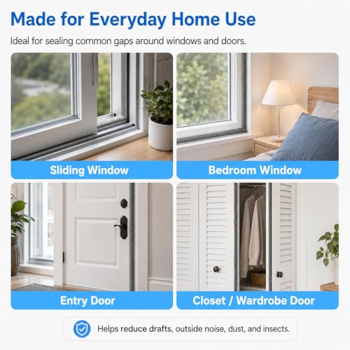 Brush Weather Stripping, Self-Adhesive Pile Door Seal Strip for Sliding Doors and Windows, Felt Weatherstrip Draft Stopper, Soundproof Dustproof Window Gap Seal, Gray, 40FT - size: 0.35" X 0.2" (40FT)