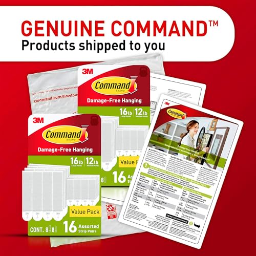 Command Medium and Large Picture Hanging Strips, Damage Free Hanging Picture Hangers, No Tools Wall Hanging Strips for Living Spaces, White, 16 Medium Pairs and 16 Large Pairs (64 Total) - size: 16 Large Pairs, 16 Medium Pairs