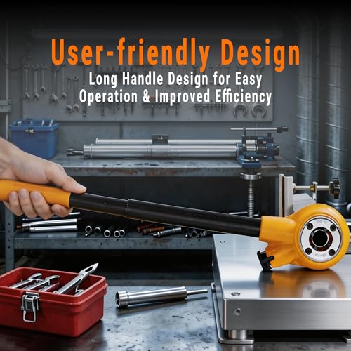 Ratchet Pipe Threader Kit w/ 6 NPT Dies (1/4", 3/8", 1/2", 3/4", 1", 1-1/4"), Heavy-Duty 9SiCr Steel Threading Tool for Galvanized, Iron, Copper & Aluminum Pipes, Portable with Storage Case - size: 1/4" - 1-1/4" (6pcs)