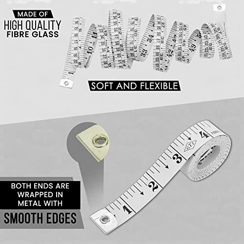 Flexible Tape Measure, Accurate Dual Scale Standard & Metric Measurements Tape,Soft Measuring Tape for Body, Weight Loss Sewing Tailor Craft Ruler,Blue,150cm/60 inch (White / 2 Pack) - color: White / 2 Pack