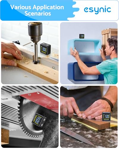 eSynic Mini Digital Level Gauge Waterproof–27g Pocket Angle Finder with Magnetic Base-0.05° Resolution &±0.2° Accuracy-Type-C Rechargeable for Woodworking/Construction/Automotive–Fits in Tight Spaces