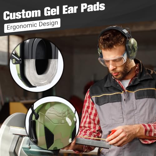 Electronic Shooting Ear Protection w/Gel Pads, 23dB NRR Active Noise Reduction & 3X Amplification Headset for Shooters - color: Camo
