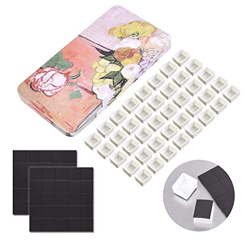 qianshan 40Pcs Empty Half Pans Watercolor Tin Palette with Magnetic Stripe - color: Champs Rose