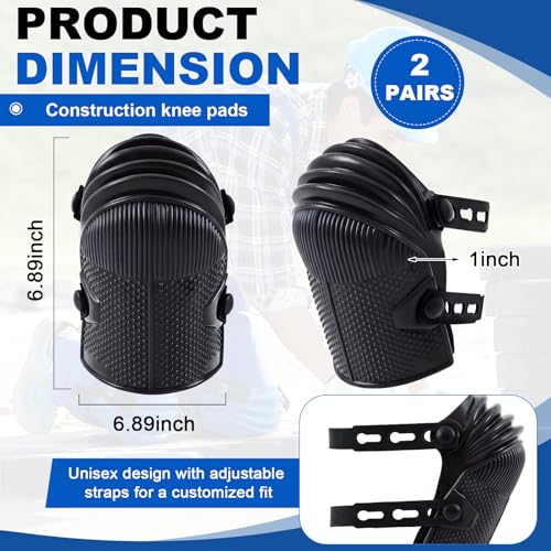 Soulchen 2 Pairs Heavy Duty Construction Knee Pads for Work, Black - color: Black