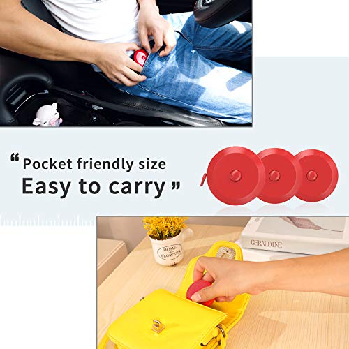 DiCUNO 3-Pack Soft Retractable Measuring Tape, 60-Inch 1.5 Meter, Red - color: Red*3pcs