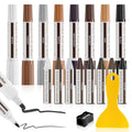 DEWEL Dual-Tipped Furniture Markers Touch Up, Upgrade 17 Pcs Wood Furniture Repair Kit, Wood Touch Up Markers and Wax Sticks with Repair Tools, Easily Repair Wood Floor Scratches, Wood Stain and Dents
