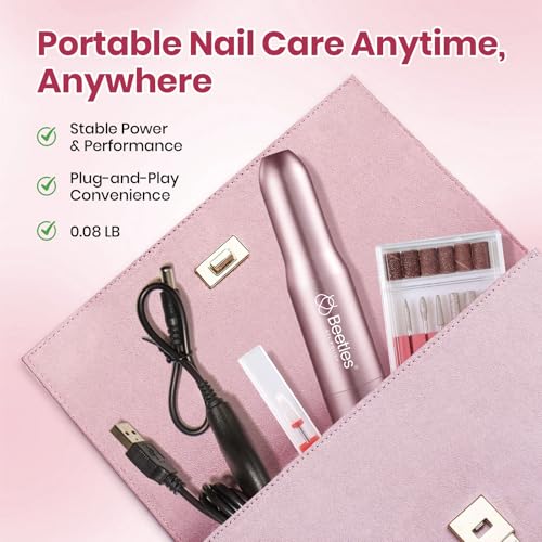 Beetles Electric Nail Drill Kit, 7 Drill Bit 0-12000 RPM Electric Nail File - color: A - Pink