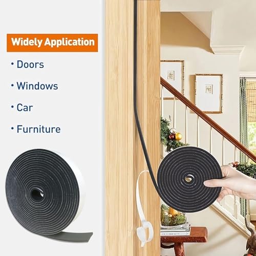 Weather Stripping Foam Tape 2 Rolls (1/2 in x 1/8 in x 16.4FT), Self Adhesive Door Seal for Small Gaps, Window Insulation, Draft Stopper Foam Strip Total 32.8 FT - size: 1/2in x 1/8in x 32.8FT