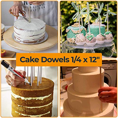 Cake Dowels Cake Sticks - Sturdy Wooden Dowels Rod 1/4 x 12inch - 40 pcs Lollipop Sticks Dowels - Wooden Dowels 1 4 (40)… - size: 1/4 x 12inch x 40pcs