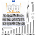 1110 Pcs M3 Small Metric Screws with Nuts, Hex Socket Head Cap and Nut Assortment Kits, Stainless Steel Replacement Machine Fastener Screws and Bolts Nuts (Silver 1110) - color: Silver 1100
