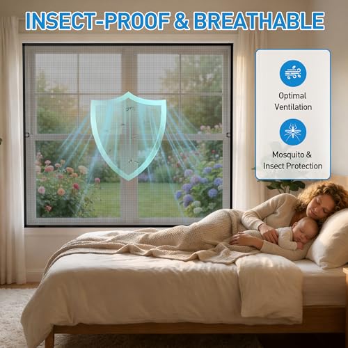 2 Pack Black Window Screen Frame Kit with Aluminum Frames Up to 46" X 46" - color: Black, size: 46 in X 46 in (2 Pack)