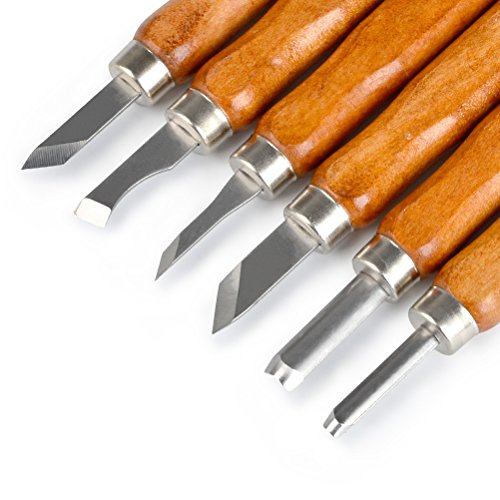 TIMESETL 17Pack Small Wood Carving Set, 12pcs Wood Carving Tools SK2 Carbon Steel + 4pcs Whetstone + 1pcs Storage Case for Beginners DIY Woodworking Sculpting Whittling with Safety Cap