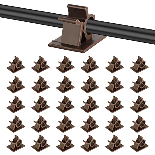 Viaky 30Pcs Adhesive Cable Clips Brown,Adjustable Wire Holder Clips - color: 30brown, size: for 0-0.4''(10mm) cable