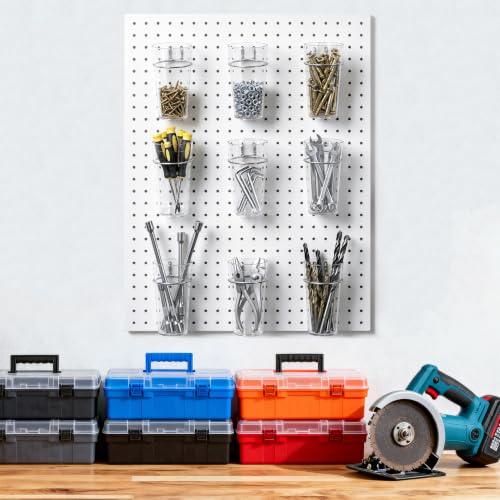 Pegboard Cups With Loops, 9 Pack Clear Peg Board Pencil Holder Organizer - color: Clear