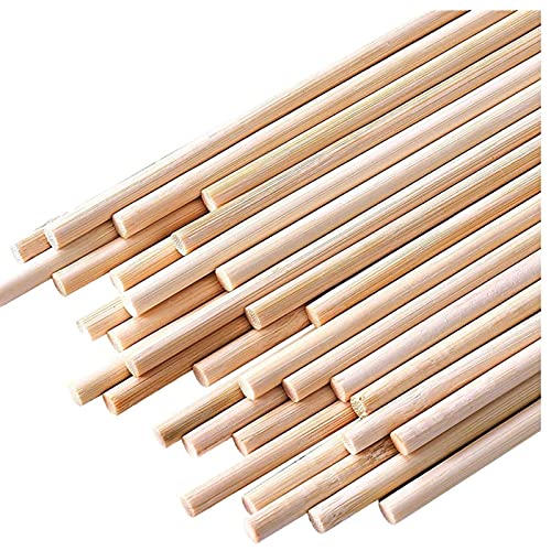 HOPELF 50PCS Bamboo Dowel Rods - 1/4 x 12 Inch, Assorted Hardwood Sticks for Crafts, Cake Dowels & DIY Projects - size: 1/4" x 12"