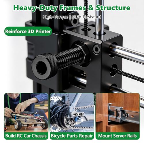 631PCS M3 Hex Socket Head Cap Screws, 12.9 Alloy Steel Bolts Kit - size: M3 631pcs 3