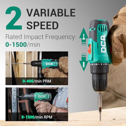 DCA Cordless Drill Set, 354 in-lbs Torque, 3/8" Keyless Chuck, Electric Power Drill with 2.0Ah Battery and Charger,18+1 Position,25-Piece 20V Drill Driver Kit, ADJZ2035 - size: 1*Battery