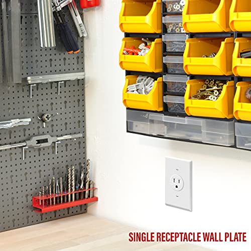 ENERLITES 1.406" Hole Single Receptacle Outlet Wall Plate, Size 1-Gang 4.50" x 2.76", Polycarbonate Thermoplastic, 8851-W, White - color: White, size: Standard Size