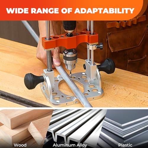 SpeTool Portable Drill Guide with Liner Ball Bearings Guide Poles, Portable Drill Press for Hand Drill Adjustable from 0-60°, 1/2” Chuck Multi Angle Drill Guide for Straight Holes, S04001