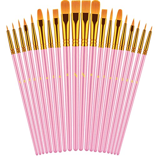 Artstorys Paint Brushes Set, 20 Pcs Acrylic Oil Watercolor Painting Brushes - color: Blush