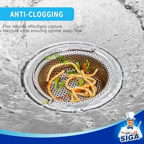 MR.SIGA Kitchen Sink Strainer, Stainless Steel Sink Drain Strainer, 2 Pack