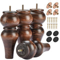 8 inch Solid Wood Turned Furniture Legs 4Pcs with M8 Bolts, Glaze - color: Glaze, size: 8" (20cm)