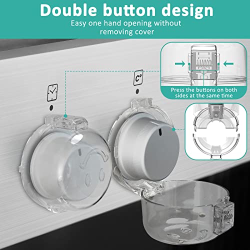 Stove Knob Covers for Child Safety 5 Packs Babepai Upgraded Double-Key Design Universal Size Baby Safety Gas Oven Knob Covers Stove Guard Kid Proofing - color: Clear