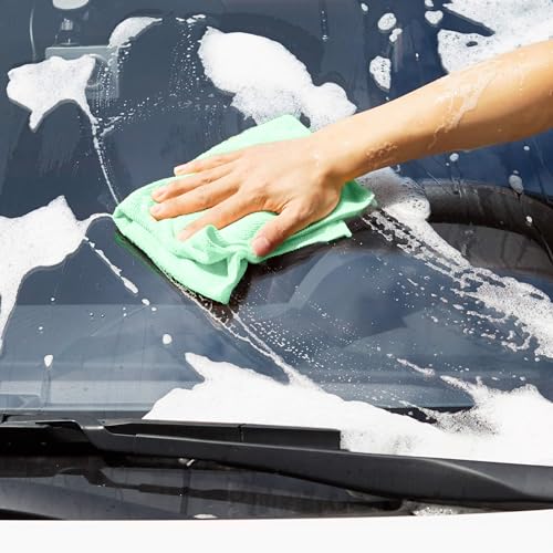 Amazon Basics Microfiber Cleaning Cloths, Ultra Absorbent, Scratch Free, Non-Abrasive, Reusable and Washable, All-Purpose, Car Detailing, 16" x 12", Green/Gray/Pink (Pack of 288) - color: Green/Gray/Pink, size: 288-Pack