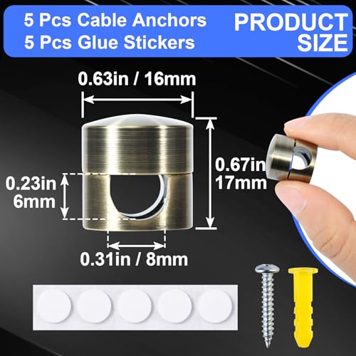 SmallCat 5Sets Charger Holders for Cords, Antique Copper Adhesive Cord Clip - color: Antique Copper, size: 5 Sets