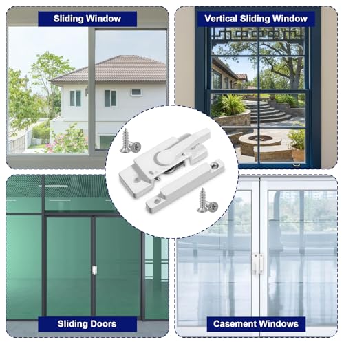 10 Pack Window Sash Locks, White Metal Cam Action with Keeper, Security Replacement for Sliding, Double Hung, Vertical and Horizontal Windows