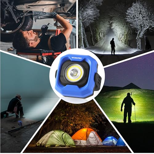 WORKPRO 1200LM Rechargeable Work Light, Magnetic LED Work Light