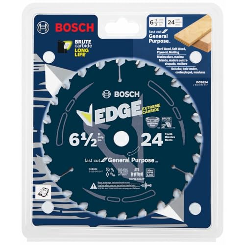 Bosch DCB624 6-1/2 in. 24 Tooth Edge Circular Saw Blade for General Purpose