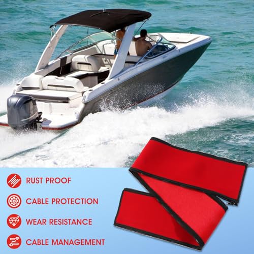 Red 60'' Neoprene Trolling Motor Cable Sleeve, Cable Organizer