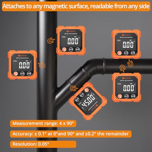Neoteck 4-Side Magnetic Digital Angle Finder with Laser Class 2,<1mW Output