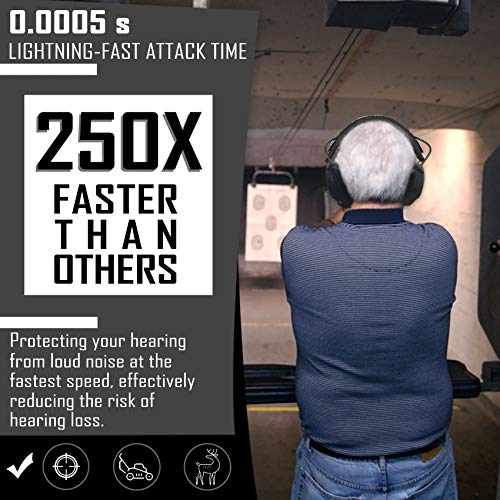 PROHEAR Digital Electronic Shooting Ear Protection 5X Sound Amplification Earmuffs, 23dB NRR Low Profile Noise Reduction Hearing Protection for Gun Range and Hunting, Black - style: Electronic 2.0 - Black