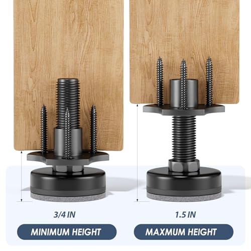 MROCO Furniture Leveling Feet 3/8"-16 UNC with T-Nuts, 8 Pack - size: 3/8"-16 / 8 Pack