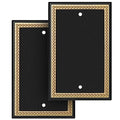 Pearled Frame Decorative Wall Plate Switch Plate Outlet Cover (Single Blank 2PK, Black & Dark Golden) - style: Single Blank 2PK