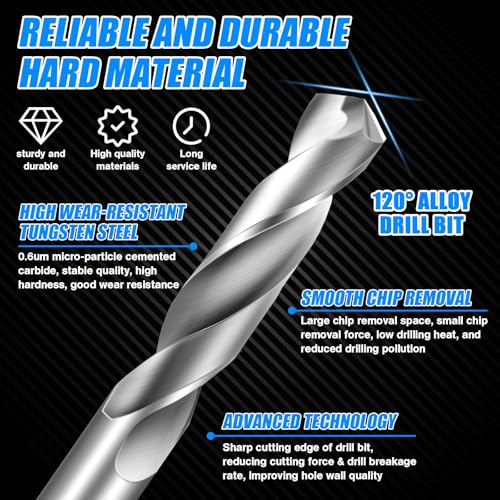 Drill Bit Set 4 Pcs Solid Carbide Drill Bits, 1/8" 1/4" 1/16" 3/16" Tungsten Carbide Drill Bits, Metal Drill Bit Set for Aluminum Alloy Copper Steel Hardened Steel Cast Iron - size: 4PCS-1/4" 3/16" 1/8" 1/16"